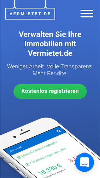 Banner der für vermietet de wirbt
